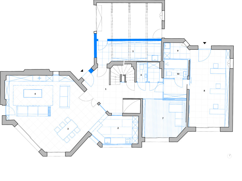 plan architecture d'intérieur Annecy salon cuisine bibliothèque bureau salle de bain