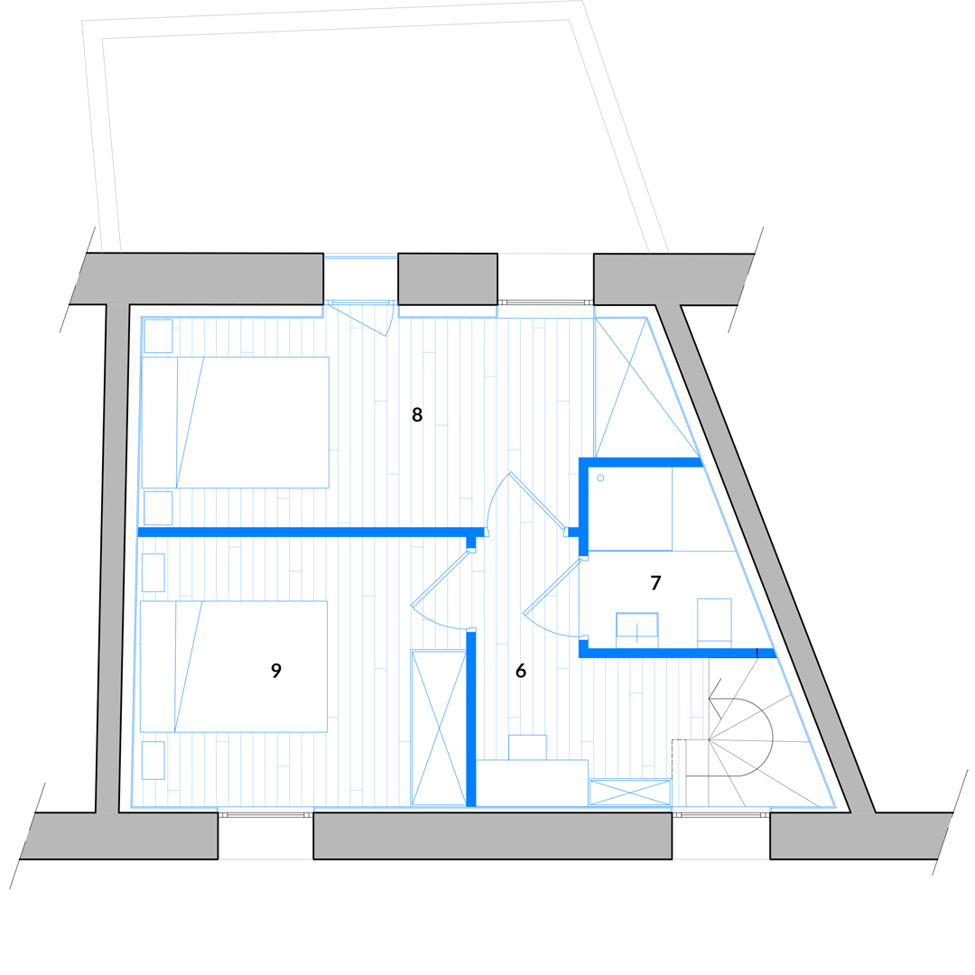 Plan aménagement d'intérieur projeté bureau chambres et salle de bain