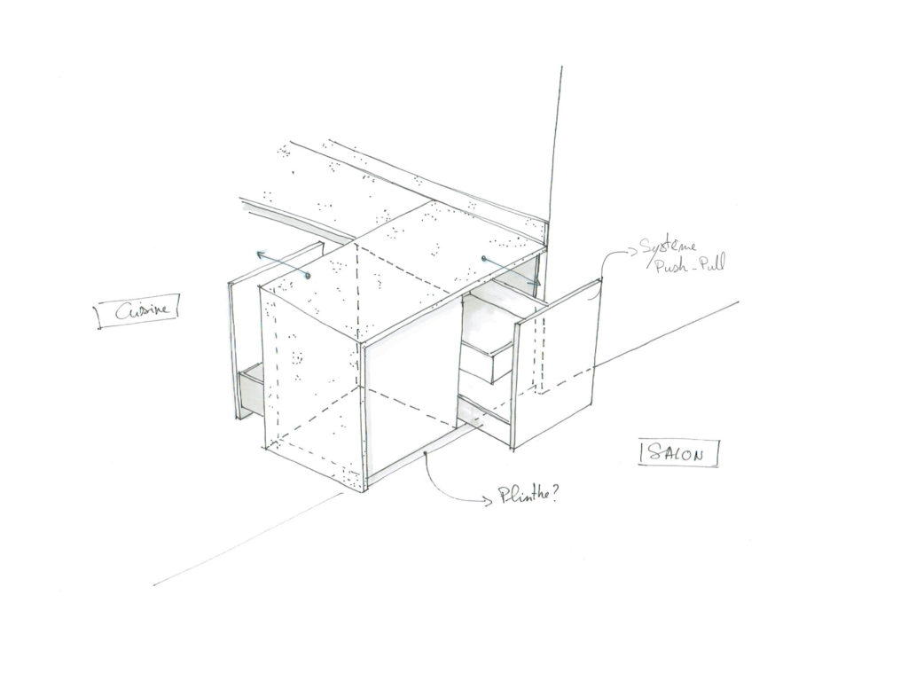 Croquis detail cuisine Villa T