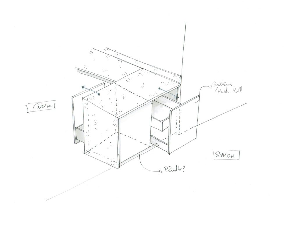 Croquis detail cuisine Villa T