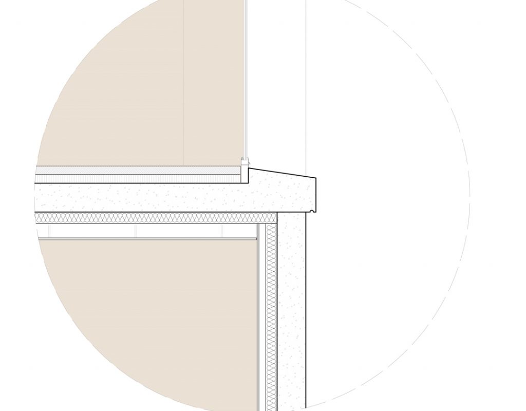 détail technique plan architecte jonction dalle béton et vitrage toute hauteur